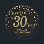 30th Birthday Party Black and Gold Diamond Paper Plate<br><div class="desc">30th Birthday Party Black and Gold Diamond Paper Plate</div>