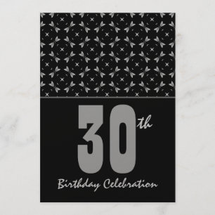 30th Birthday Party Black and Silver Geometric Invitation