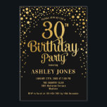 30th Birthday Party - Black & Gold Invitation<br><div class="desc">30th Birthday Party Invitation.
Elegant design in black and faux glitter gold. Features stylish script font and confetti. Message me if you need custom age.</div>