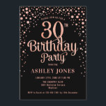 30th Birthday Party - Black & Rose Gold Invitation<br><div class="desc">30th Birthday Party Invitation.
Elegant design in black and faux glitter rose gold. Features stylish script font and confetti. Message me if you need custom age.</div>