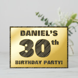 30th Birthday Party — Bold, Faux Wood Grain Text