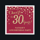 30th Birthday Party Burgundy Red and Gold Diamond Napkin<br><div class="desc">30th Birthday Party Invitation with Burgundy Red and Gold Glitter Diamond Background. Gold Confetti. Adult Birthday. Man or Woman Birthday. For further customisation,  please click the "Customise it" button and use our design tool to modify this template.</div>