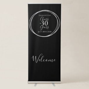 30th Birthday Party Cheers 30 Years Black Retractable Banner