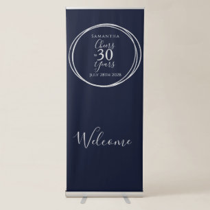 30th Birthday Party Cheers 30 Years Navy Retractable Banner
