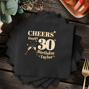 30th Birthday party cheers champagne glasses Foil Napkins
