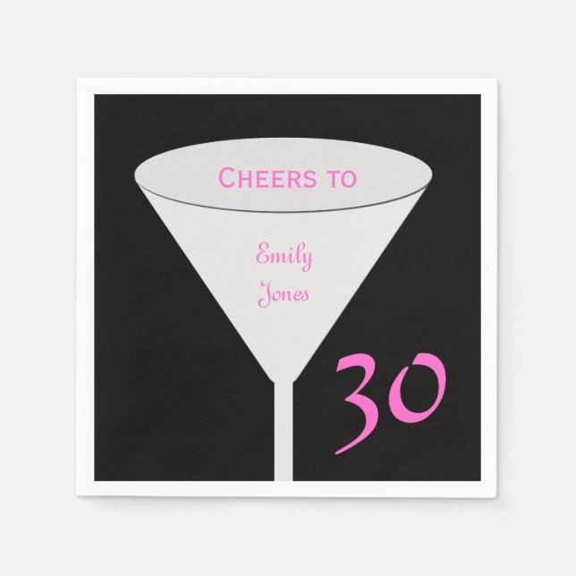 30th Birthday Party "Cheers To" Paper Napkins (Front)