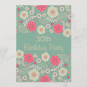 30th Birthday Party Chic Funky Modern Floral Invitation
