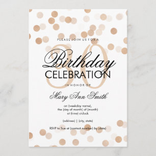 30th Birthday Party Copper Foil Glitter Lights Invitation