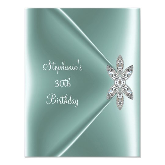 30th Birthday Party Elegant Mint Green Jewel Card