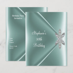 30th Birthday Party Elegant Mint Green Jewel Invitation