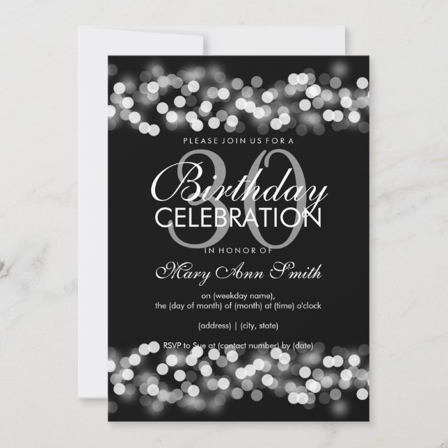 30th Birthday Party Faux Silver Hollywood Glam Invitation (Front)