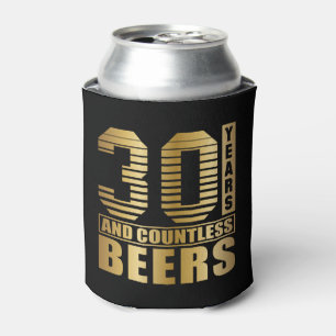 30th Birthday Party Favour Back and Gold Can Cooler