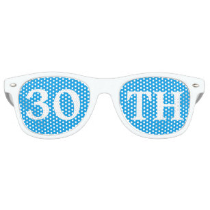 30th Birthday Party Favour Cool Blue White Retro Sunglasses