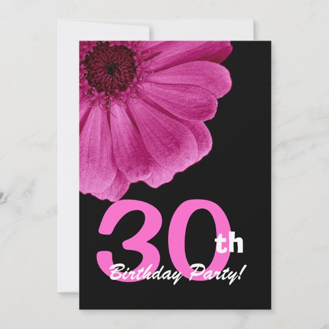 30th Birthday Party For Her Pink Daisy W1816 Invitation (Front)