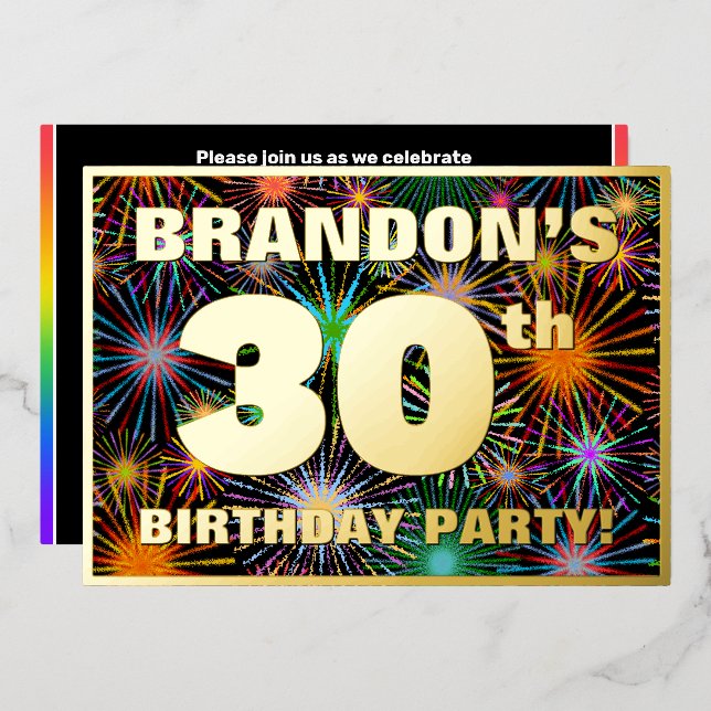 30th Birthday Party — Fun, Colourful Fireworks Loo (Front/Back)