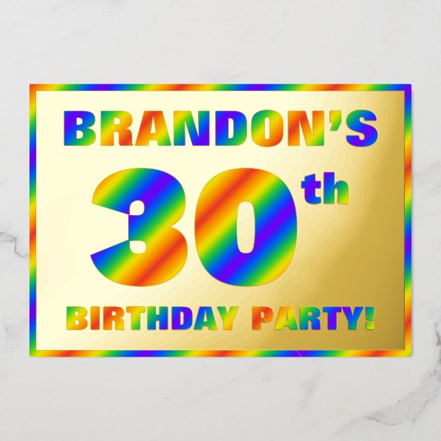 30th Birthday Party — Fun, Rainbow Spectrum “30” (Front)