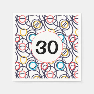 30th Birthday Party Funky Doodles  Napkin