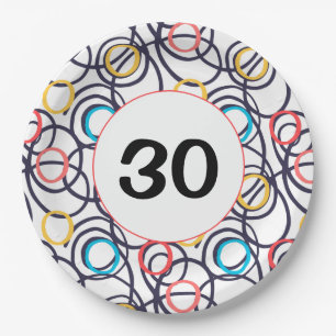 30th Birthday Party Funky Doodles Paper Plate