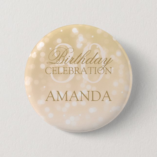 30th Birthday Party Gold Bokeh Sparkle Lights 6 Cm Round Badge (Front)