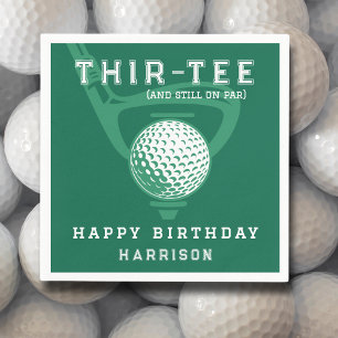 30th Birthday Party Golf Theme Modern Green Napkin