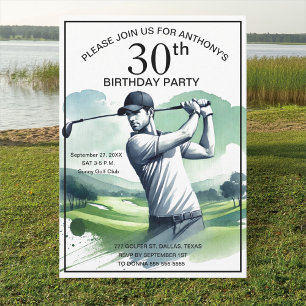 30th Birthday Party Golfer Adult Par Sports Golf Invitation