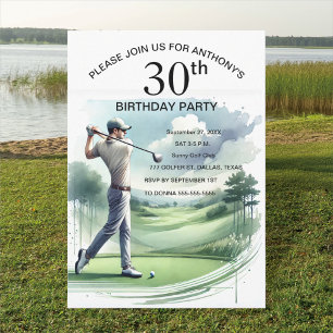30th Birthday Party Golfer Adult Par Sports Golf Invitation