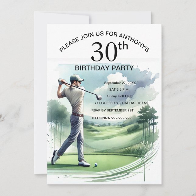 30th Birthday Party Golfer Adult Par Sports Golf Invitation (Front)