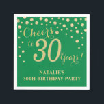 30th Birthday Party Green and Gold Diamond Napkins<br><div class="desc">30th Birthday Party Invitation with Green and Gold Glitter Diamond Background. Gold Confetti. Adult Birthday. Man or Woman Birthday. For further customisation,  please click the "Customise it" button and use our design tool to modify this template.</div>