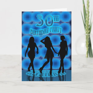 30th Birthday Party Invitation, Blue Neon With Dan Invitation