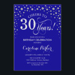 30th Birthday Party Invitation - Blue Silver<br><div class="desc">30th Birthday Party Invitation.
Elegant design with faux glitter silver and royal blue. Cheers to 30 Years! Message me if you need further customization.</div>