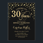 30th Birthday Party Invitation - Gold Black<br><div class="desc">30th Birthday Party Invitation.
Elegant design with faux glitter gold and black. Cheers to 30 Years! Message me if you need further customization.</div>