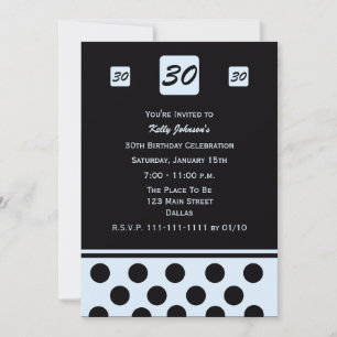 30th Birthday Party Invitation  Modern 30 in Blue