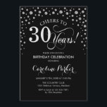 30th Birthday Party Invitation - Silver Black<br><div class="desc">30th Birthday Party Invitation.
Elegant design with faux glitter silver and black. Cheers to 30 Years! Message me if you need further customization.</div>