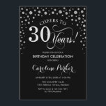 30th Birthday Party Invitation - Silver Black<br><div class="desc">30th Birthday Party Invitation.
Elegant design with faux glitter silver and black. Cheers to 30 Years! Message me if you need further customization.</div>