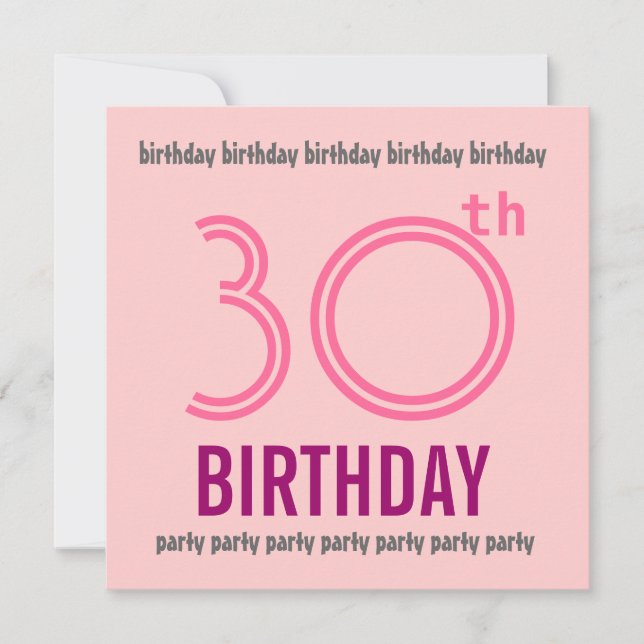 30th Birthday Party Invitation Template PINK (Front)