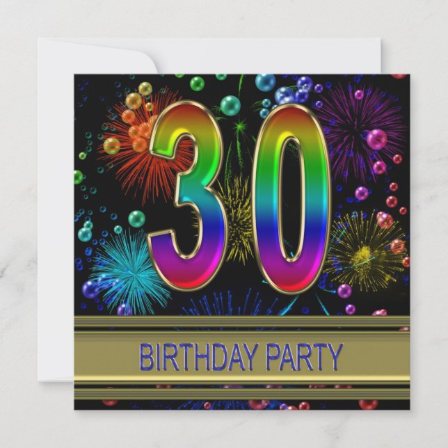 30th Birthday party Invitation with bubbles (Front)