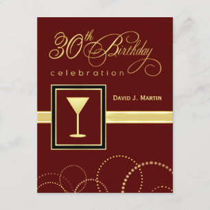 30th Birthday Party Invitations - Burgundy & Gold