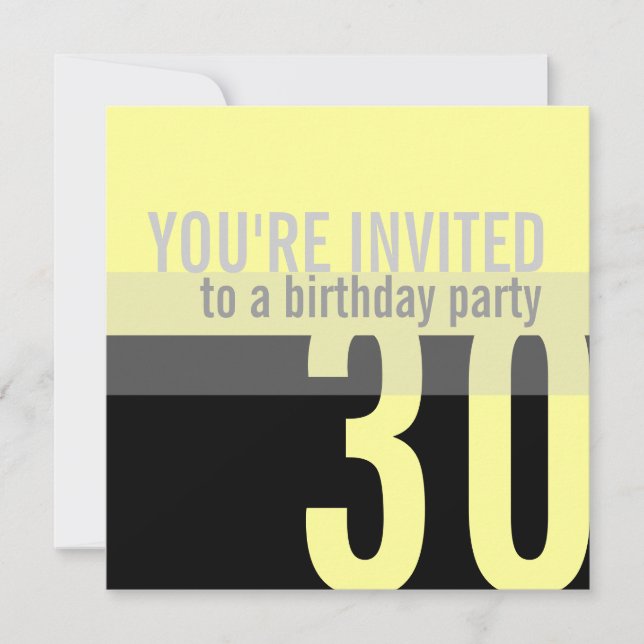30th Birthday Party Invitations {Lemon Yellow} (Front)