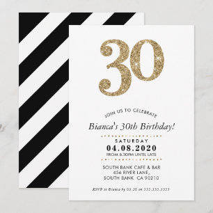 30TH BIRTHDAY PARTY INVITE modern gold glitter
