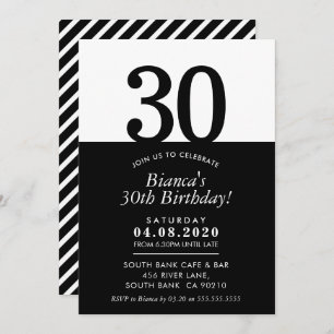 30TH BIRTHDAY PARTY INVITE modern minimal black