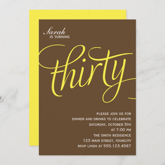 30th Birthday Party Invites (Front/Back)