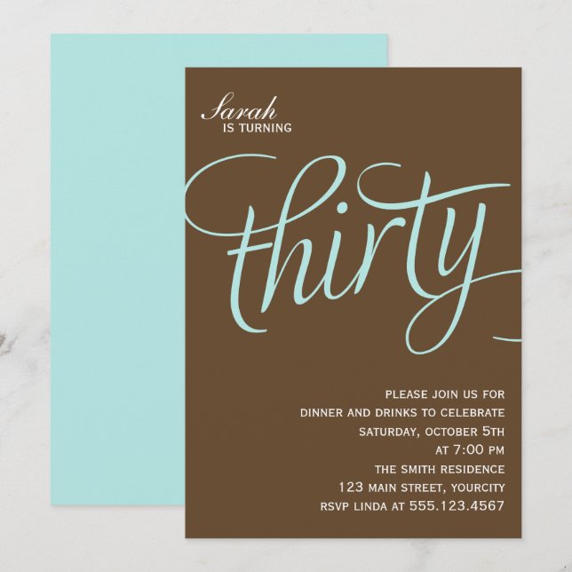 30th Birthday Party Invites (Front/Back)