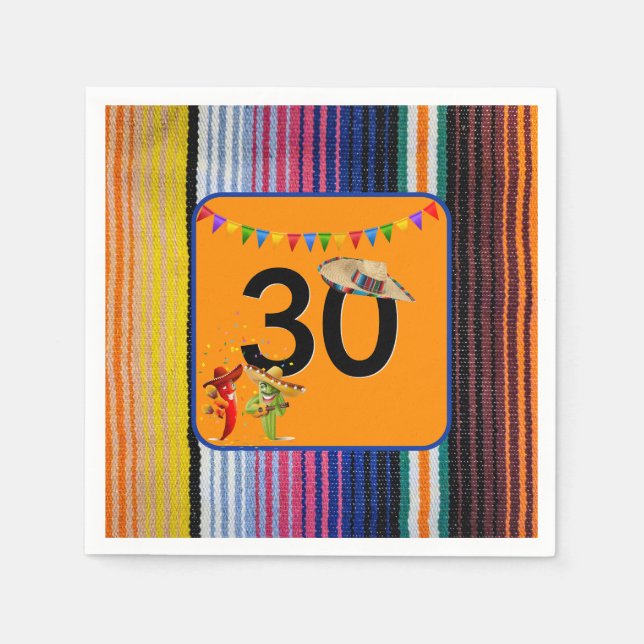 30th Birthday Party Mexican Design Napkin (Front)
