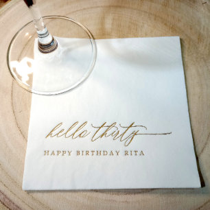 30th Birthday Party Modern Elegant Hello Thirty Foil Napkins