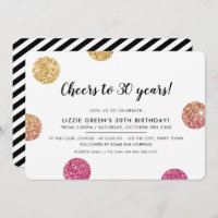 30TH BIRTHDAY PARTY modern gold glitter polka dots