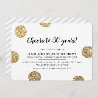 30TH BIRTHDAY PARTY modern gold glitter polka dots