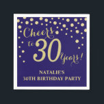 30th Birthday Party Navy Blue and Gold Diamond Napkin<br><div class="desc">30th Birthday Party Invitation with Navy Blue and Gold Glitter Diamond Background. Gold Confetti. Adult Birthday. Man or Woman Birthday. For further customisation,  please click the "Customise it" button and use our design tool to modify this template.</div>