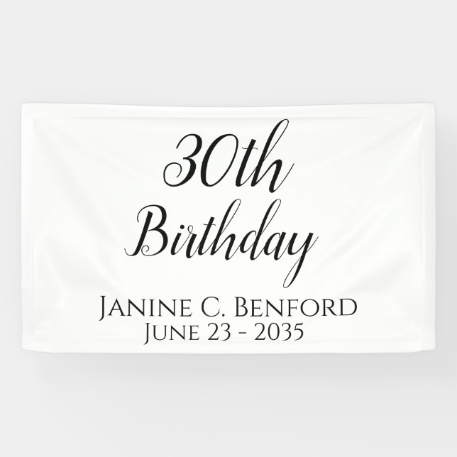 30th Birthday Party Personalised Banner (Horizontal)