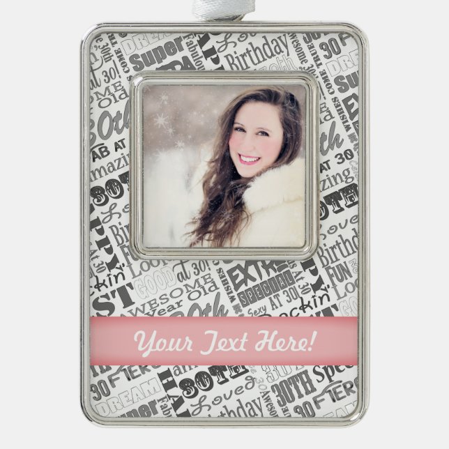30th Birthday Party Personalised Gifts Silver Plated Framed Ornament (Front)