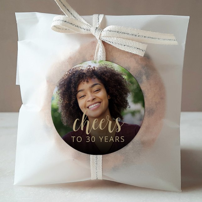 30th Birthday Party Photo Cheers Classic Round Sticker (Creator Uploaded)